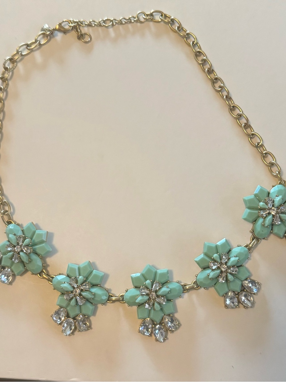 J.Crew Mint Green Floral Statement Necklace